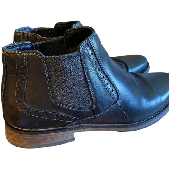 Steve Madden Men’s Size 9 Proven Style Chelsea Boot In Black Leather Gray Fabric - Picture 3 of 8
